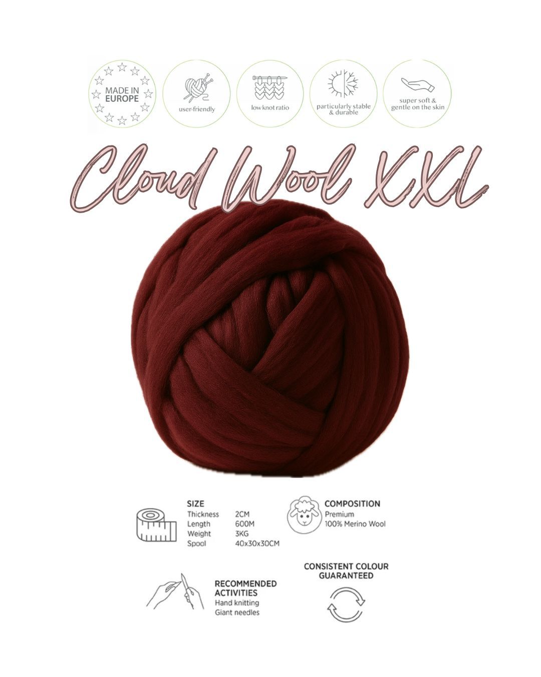 Cloud Wool XXL - Burgundy