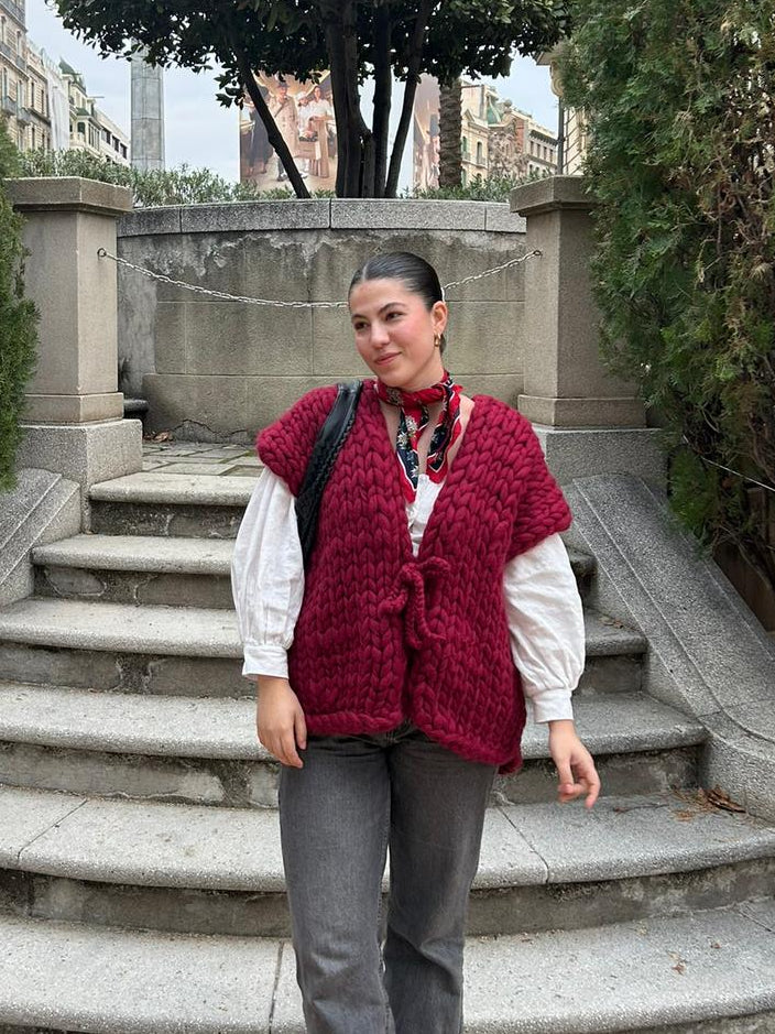 Isabella Vest — Burgundy Oversized Sample