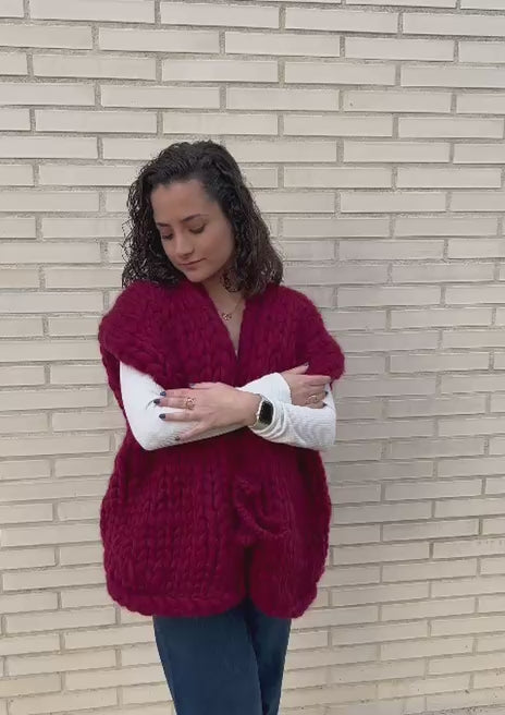 Isabella Vest — Burgundy Oversized Sample